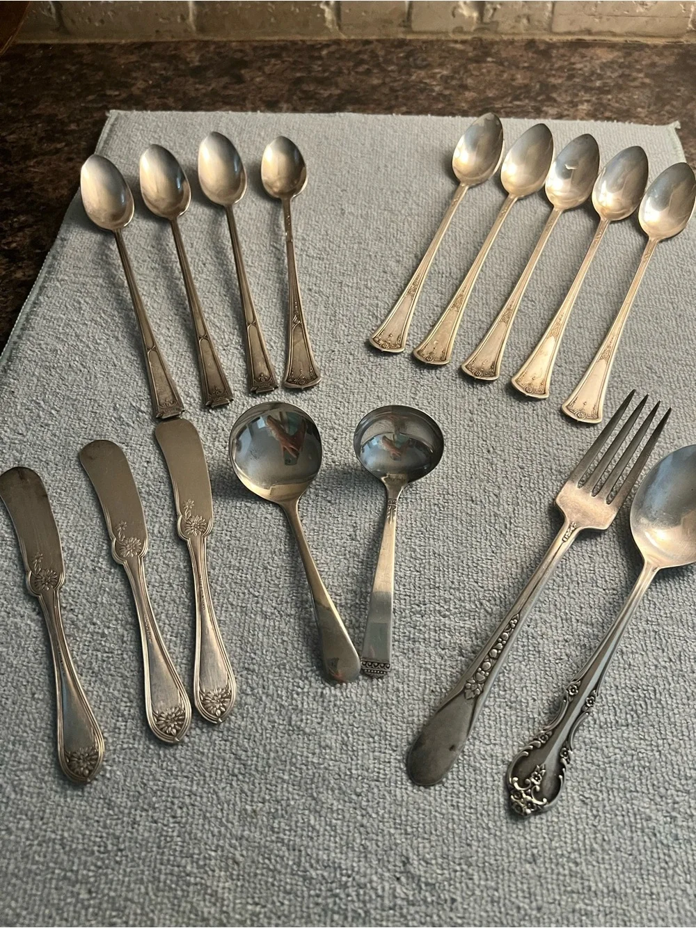 Silver Flatware Set - Assorted Spoons, Butter Knives & Serving Pieces